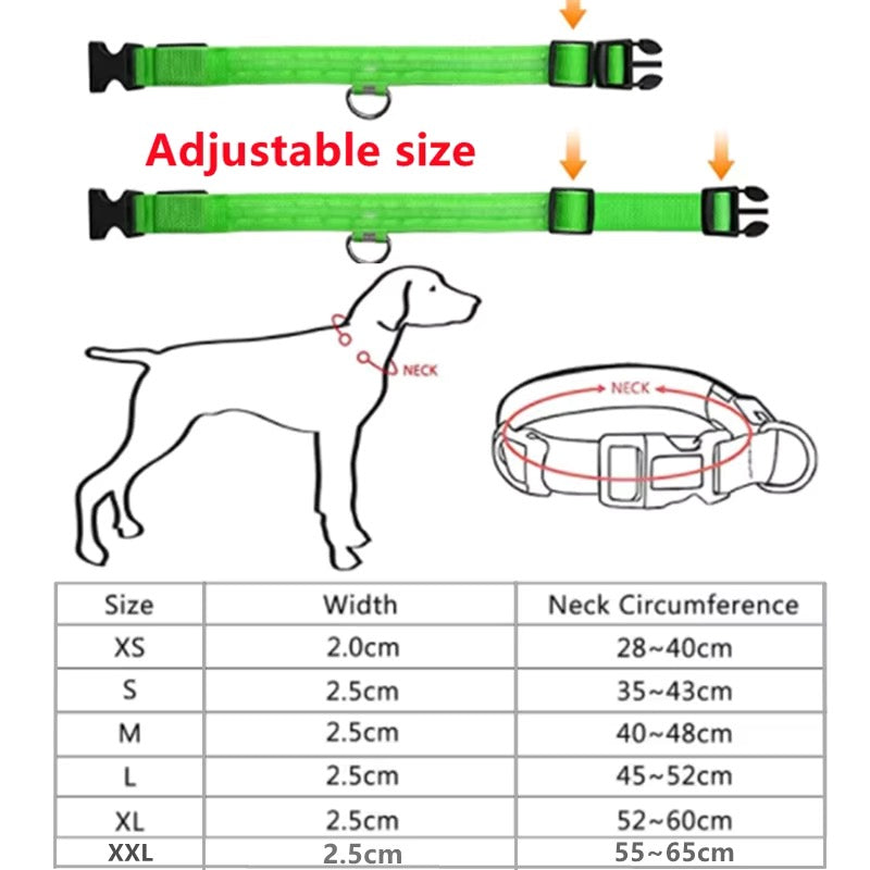 USB Rechargeable Luminous Collar Adjustable Led Glow