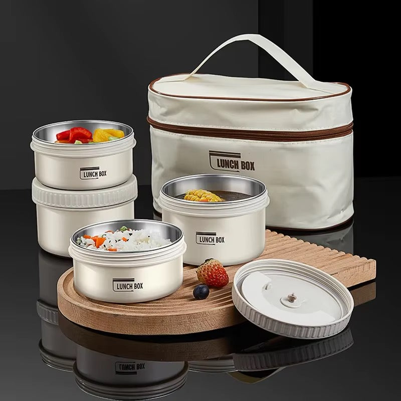 4PCS 304 Stainless Steel Thermal Lunch Box Set