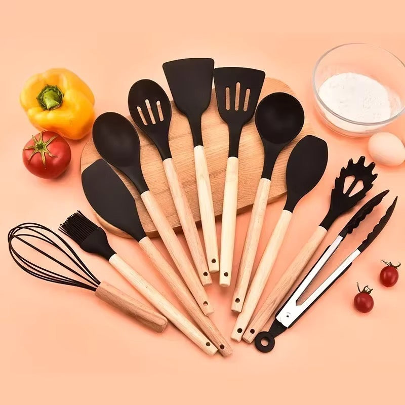 12PCS Food Grade Silicone Kitchen Cookware Utensils