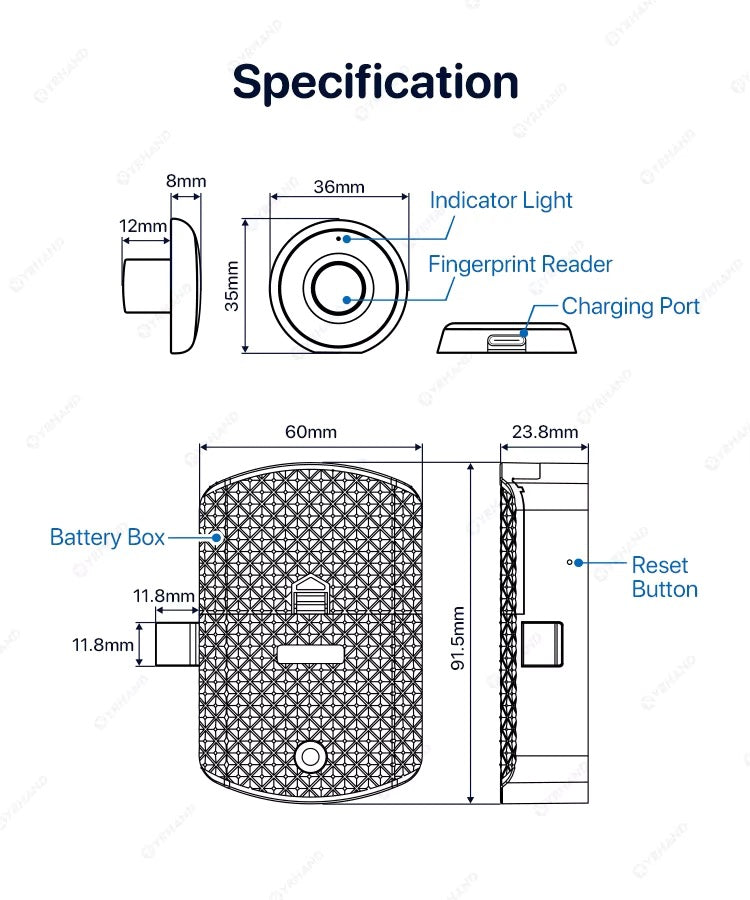 Biometric Electronic Lock for Furniture Drawer