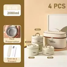 4PCS 304 Stainless Steel Thermal Lunch Box Set